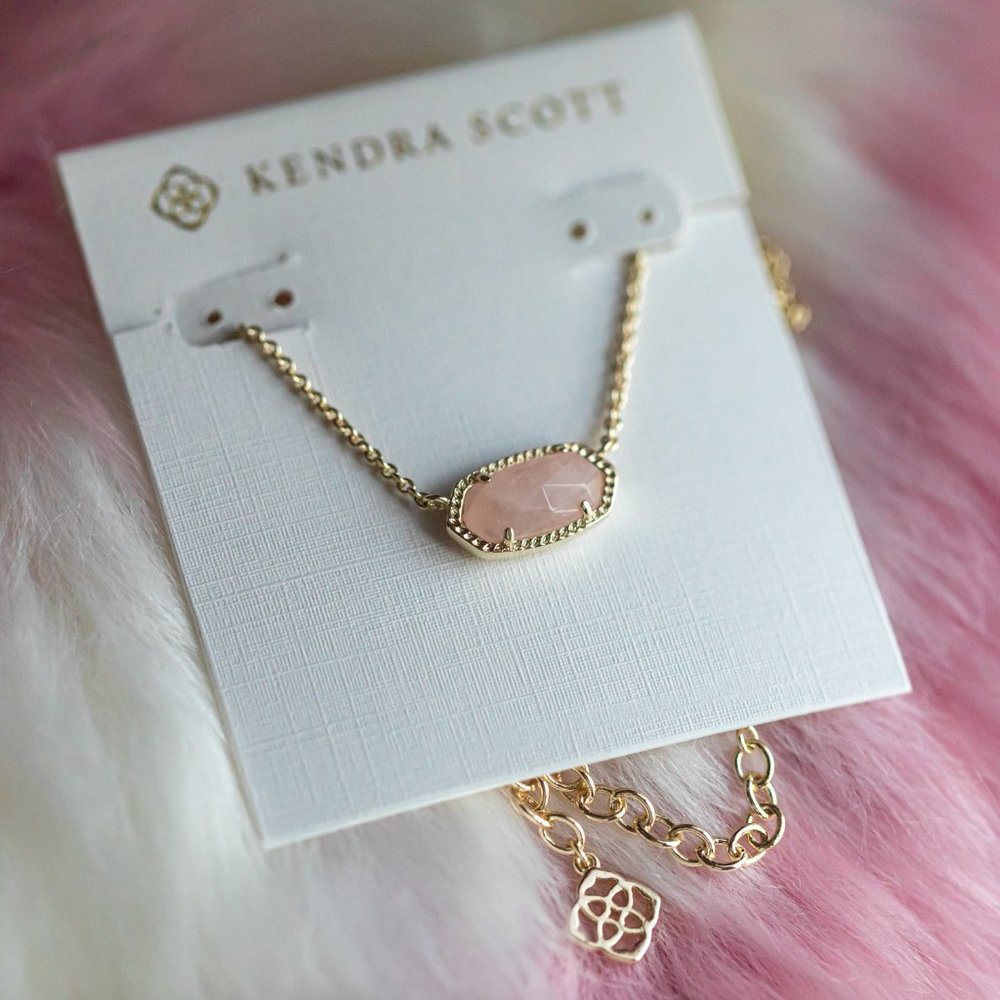 Kendra Scott Gold ELISA Rose Quartz Necklace